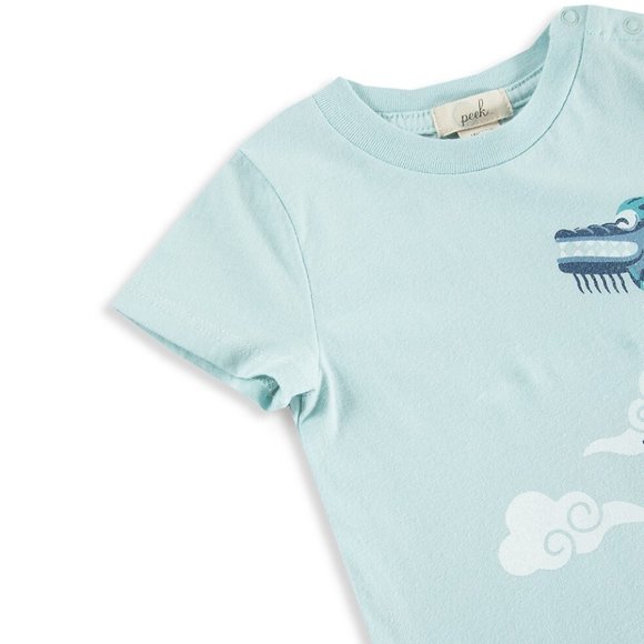 NEW Peek Baby Andre Dragon Print Light Dark Blue T-Shirt & Pants Set Stripe Dot - Picture 4 of 4